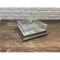 Çikolata Pleksi Kutusu Gümüş Desenli